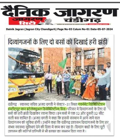 Sh. Ajay Chagti, IAS, Secretary, Medical Education & Research, UT, Chandigarh Flagged off Two Buses For Persons With Intellectual Disabilities. 