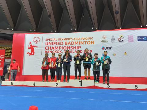 Tanveer won Gold medal in boys category and Kalpana won Silver medal in mixed category  in 1st Special Olympics Asia Pacific Unified Badminton Championship from 12-16th November 2019 at Bangkok,Thailand 