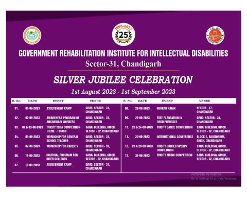 Silver Jubilee Celebration 1st August 2023 to 1st September 2023 in GRIID, Sec-31, Chd. 